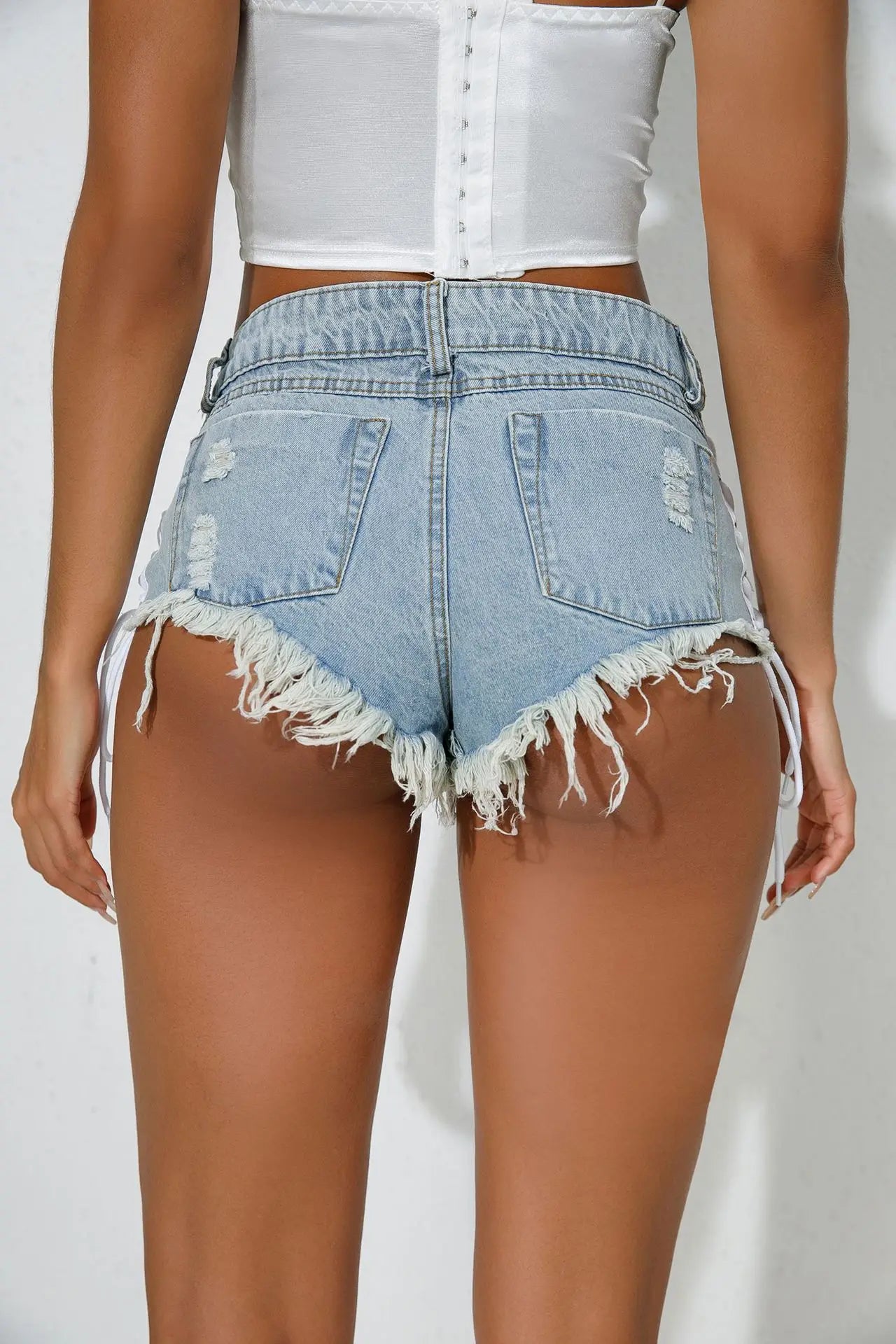 Sexy Hollow Out Bandage Denim Shorts – Harajuku Clubwear Style
