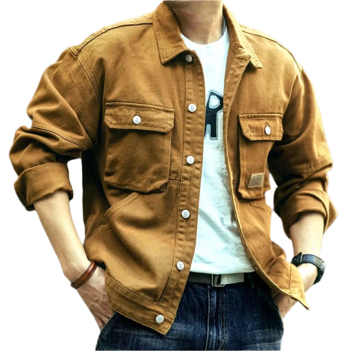 Men's Vintage Cowboy Jacket: Stylish Workwear Coat, Multi-Pocket