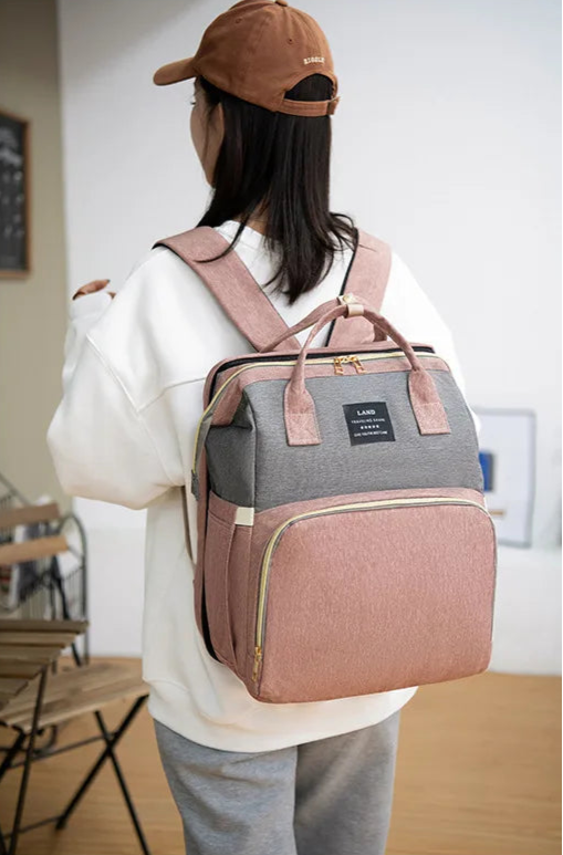 Folding Mommy Bag with Portable Crib – On-the-Go All-in-One Diaper Backpack
