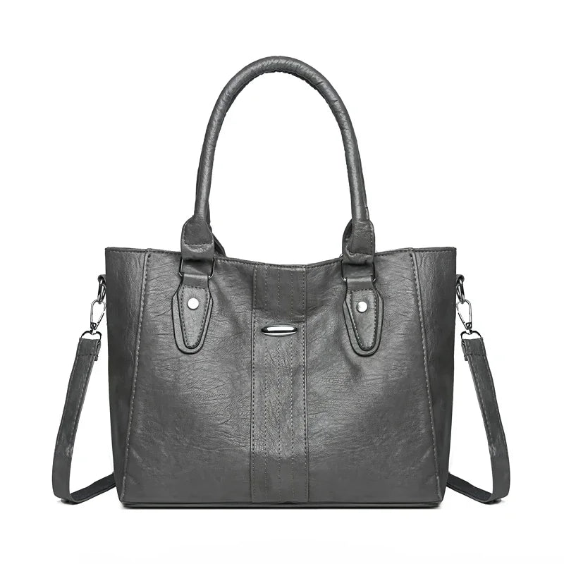Vintage Soft Leather Handbag – Large Capacity Designer Shoulder Tote for Women