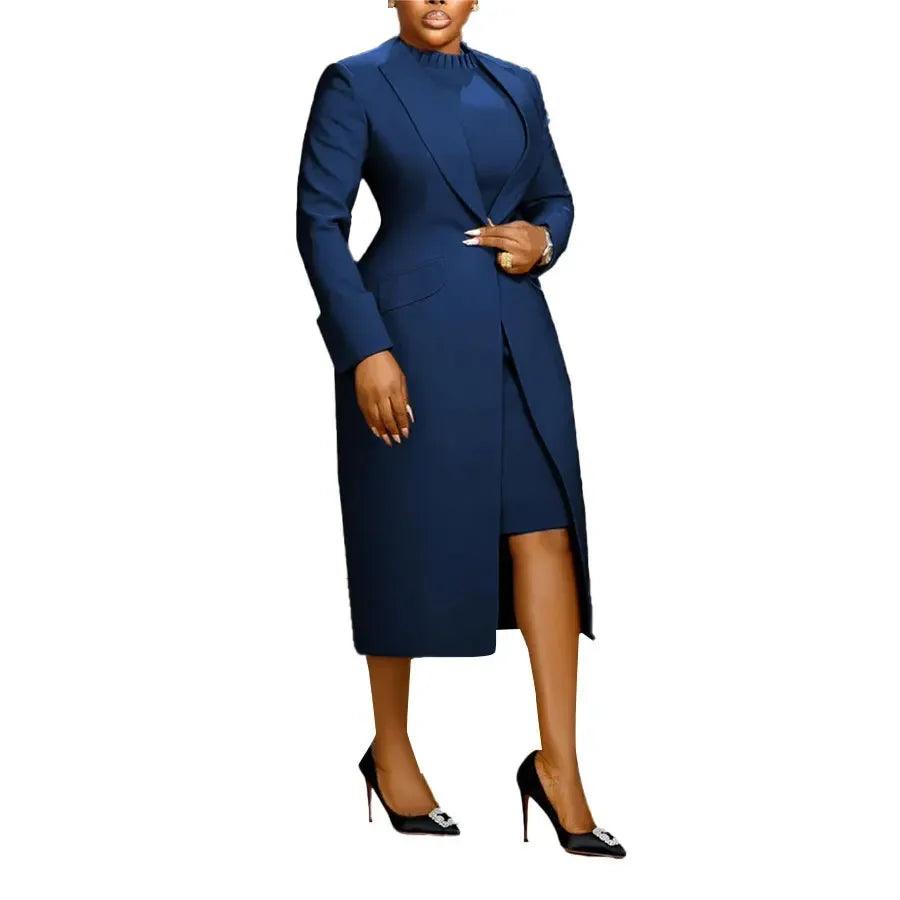 Elegant Office Lady Two-Piece Blazer & Dress Set – Professional Slim Fit Outfit
