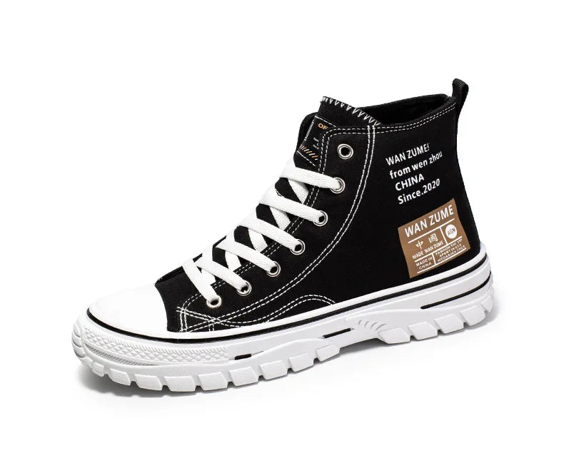 Men's High Top Canvas Sneakers – Lace-Up Sport Board Shoes for Casual Street Style