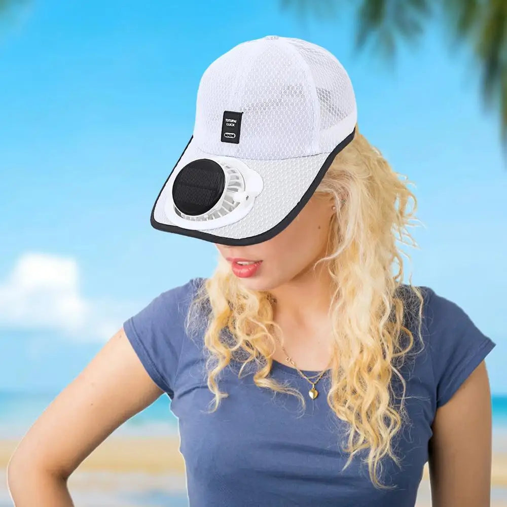 Solar Fan Hat - Unisex Breathable Mesh Sun Protection for Summer