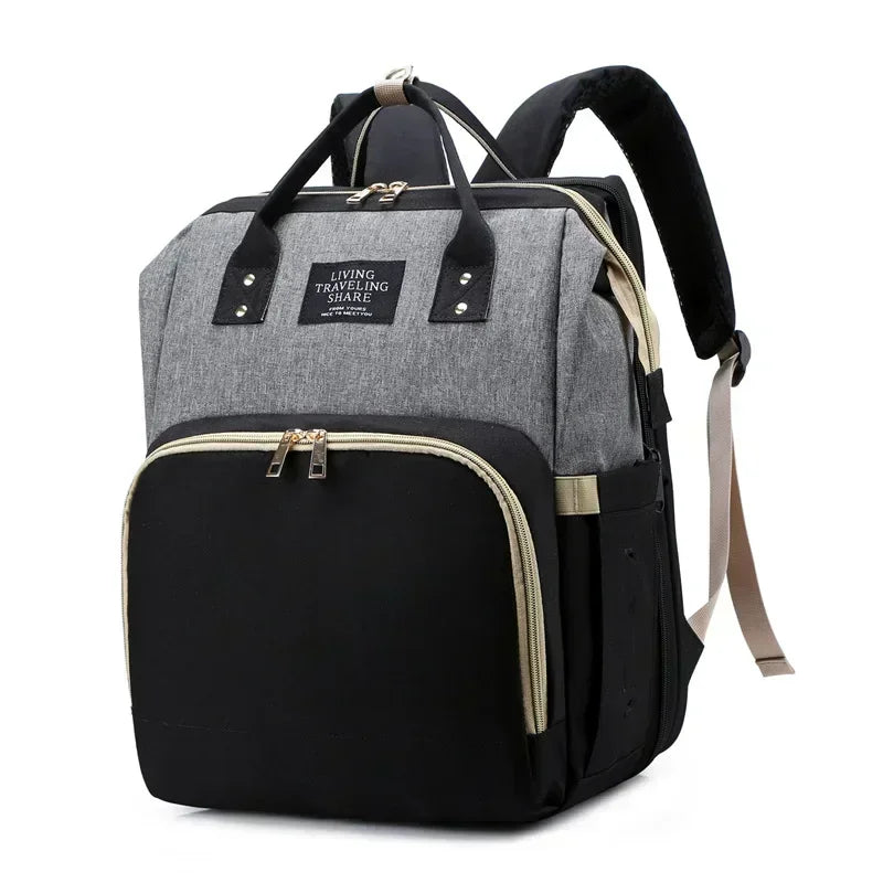 Folding Mommy Bag with Portable Crib – On-the-Go All-in-One Diaper Backpack