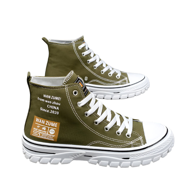 Men's High Top Canvas Sneakers – Lace-Up Sport Board Shoes for Casual Street Style