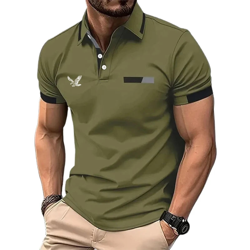 Men’s Color Block Golf Polo – Casual Lapel Short Sleeve Shirt