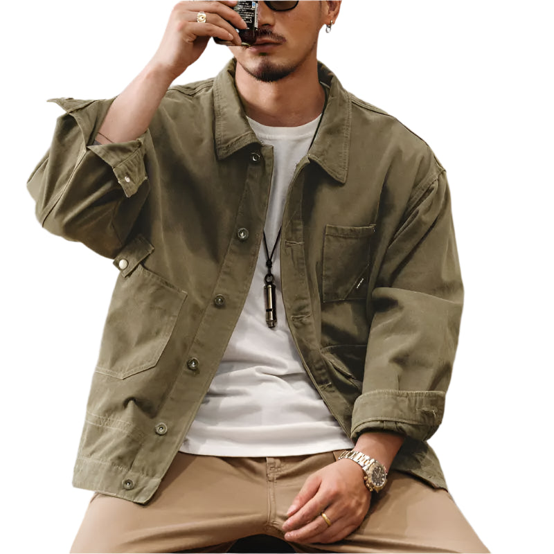 Men's Vintage Cowboy Jacket: Stylish Workwear Coat, Multi-Pocket