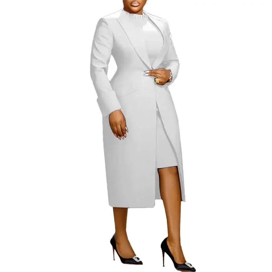 Elegant Office Lady Two-Piece Blazer & Dress Set – Professional Slim Fit Outfit
