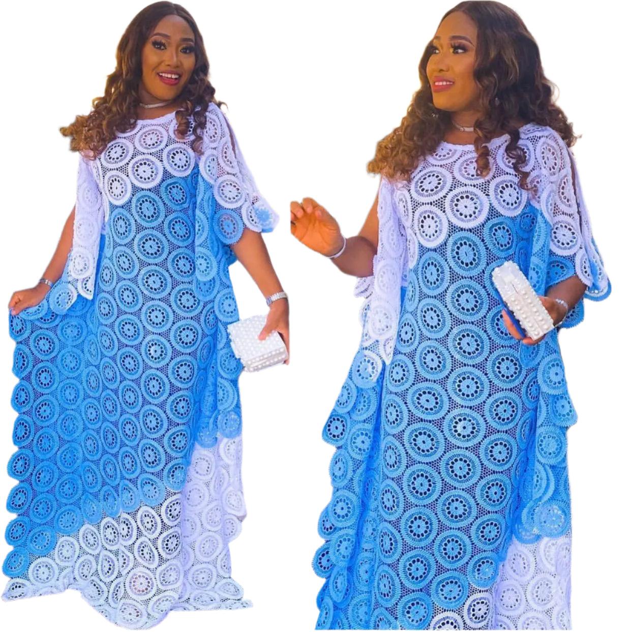 African Party Elegant Lace Abayas Dashiki Robe Kaftan Long Maxi Dress