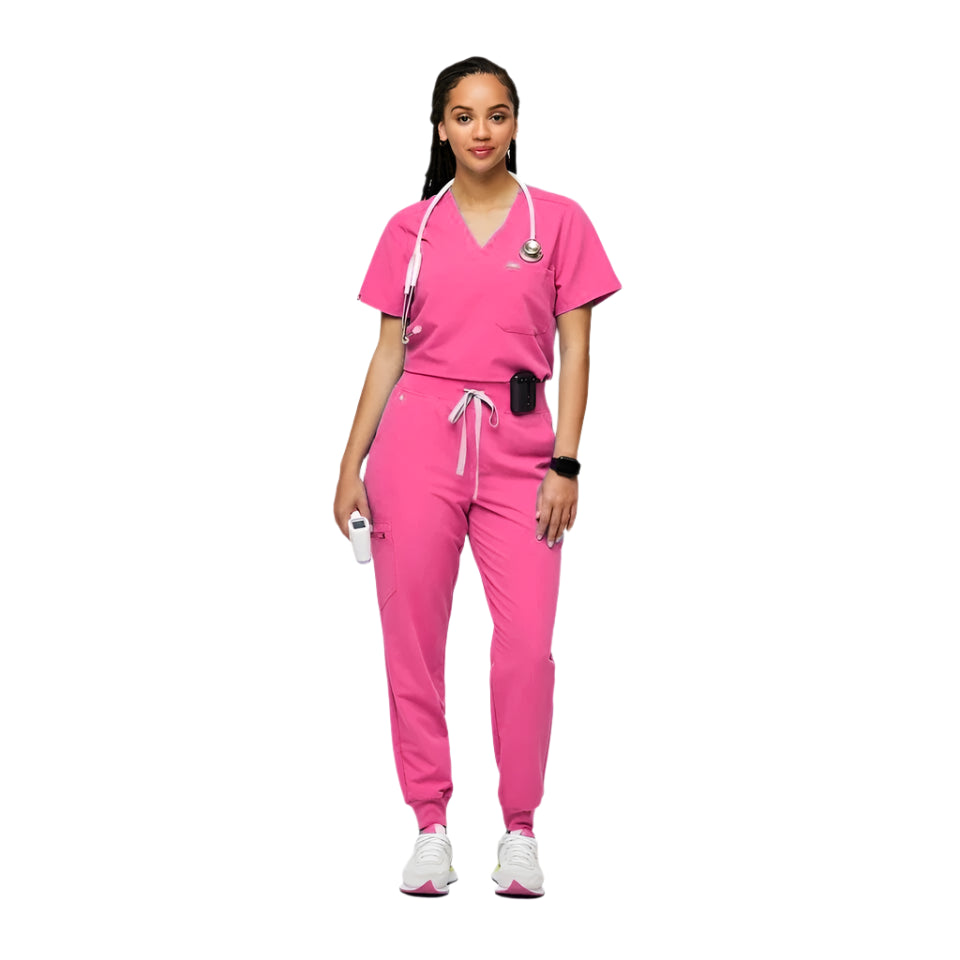 Women's Fashionable Scrub Set - Jersey Medical Uniform Top & Pants