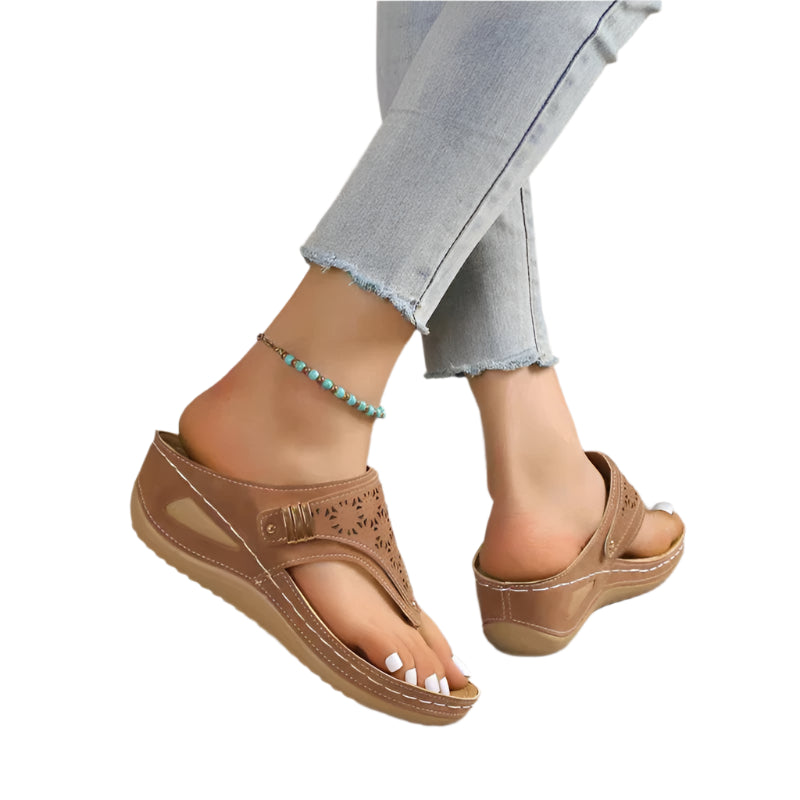 Women’s Orthopedic Clip Toe Wedge Sandals – Soft Arch Support Flip Flops