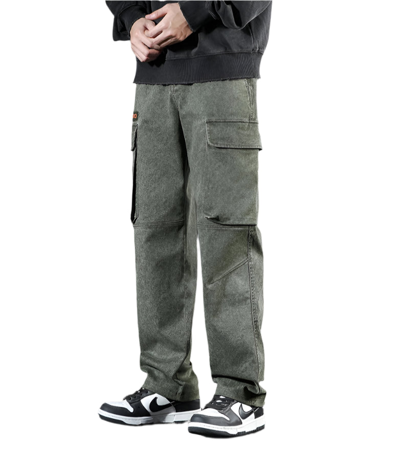 Men’s Paratrooper Cargo Jeans – Loose Fit Wide Leg Stretch Denim
