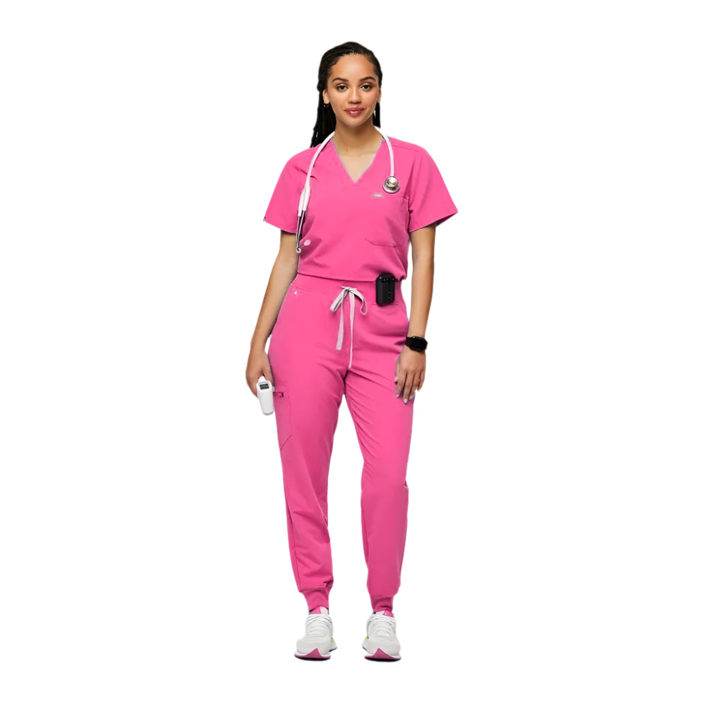 Women's Fashionable Scrub Set - Jersey Medical Uniform Top & Pants