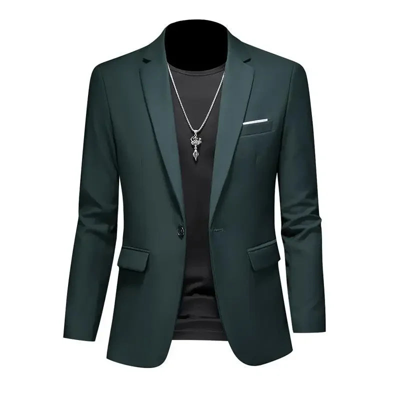 Boutique Men's Blazer: Solid Color Fashion for Business & Weddings