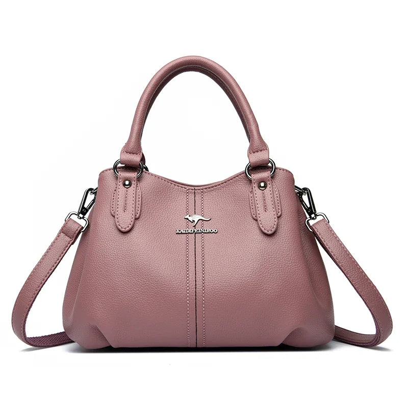 3-Layer Soft Leather Casual Handbag – Luxury Designer Shoulder & Crossbody Tote