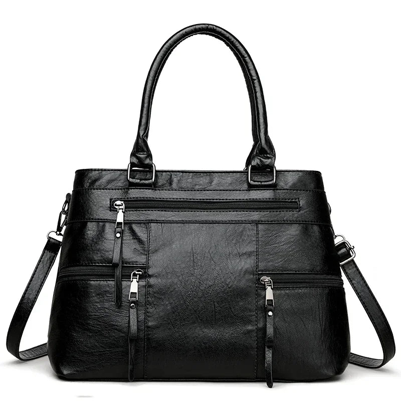 Elegant Women's Leather Handbag – Large Casual Tote & Crossbody Bag