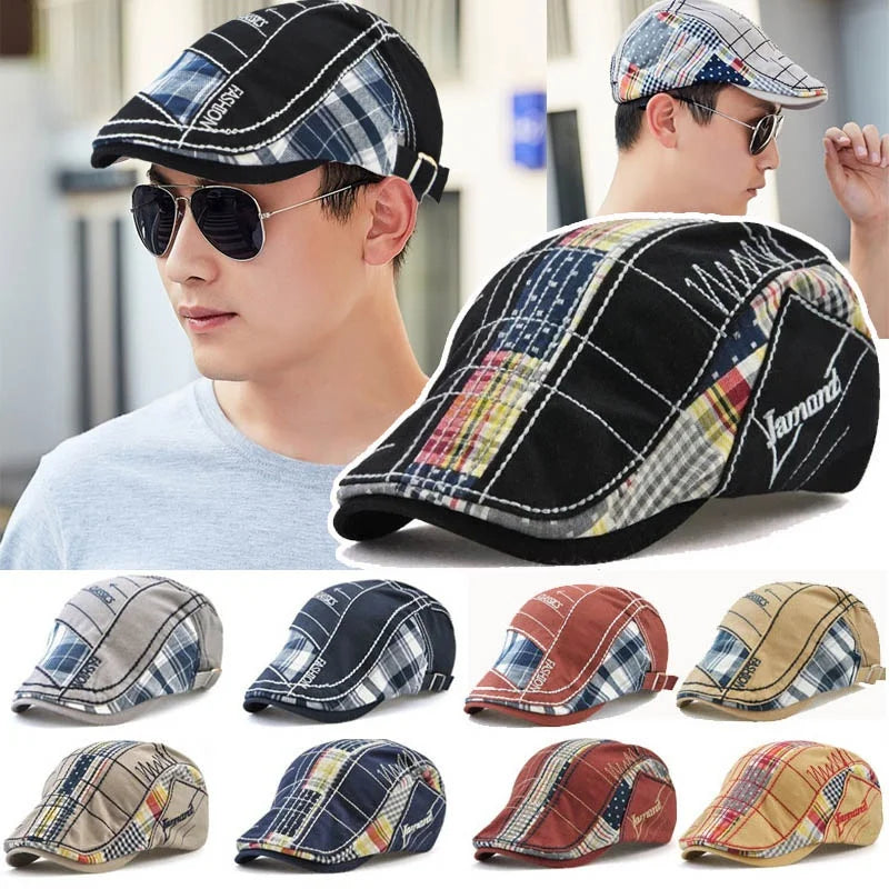 Soft Cotton Patchwork Beret - Comfortable Unisex Leisure Hat