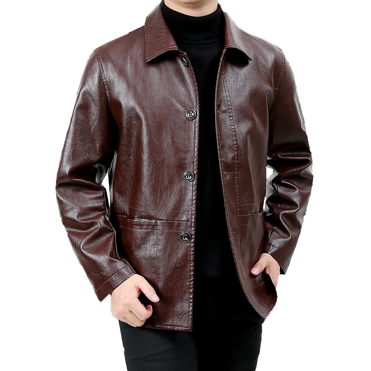 Men's Vintage Leather Biker Coat: Trendy, Soft, High-Quality Jacket