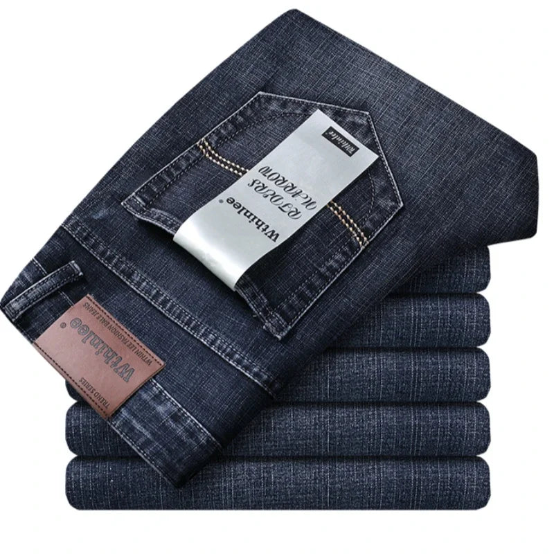 Men's Business Casual Jeans: Slim Straight Stretch Denim