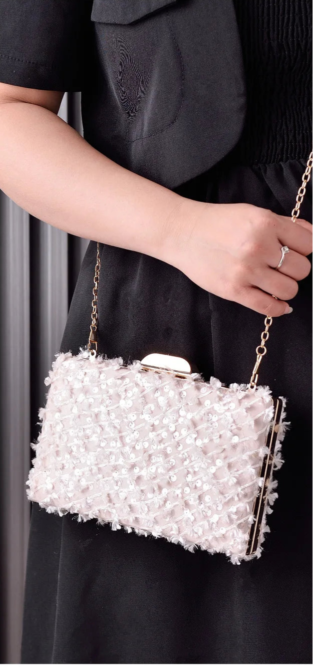 Sequin Women's Shoulder Bag - Blue Elegant Designer Wedding Clutch