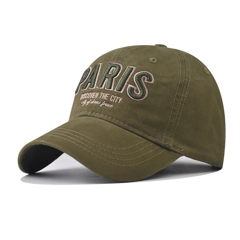 PARIS Letter Embroidered Baseball Cap – Korean Style Casual Fitted Hat