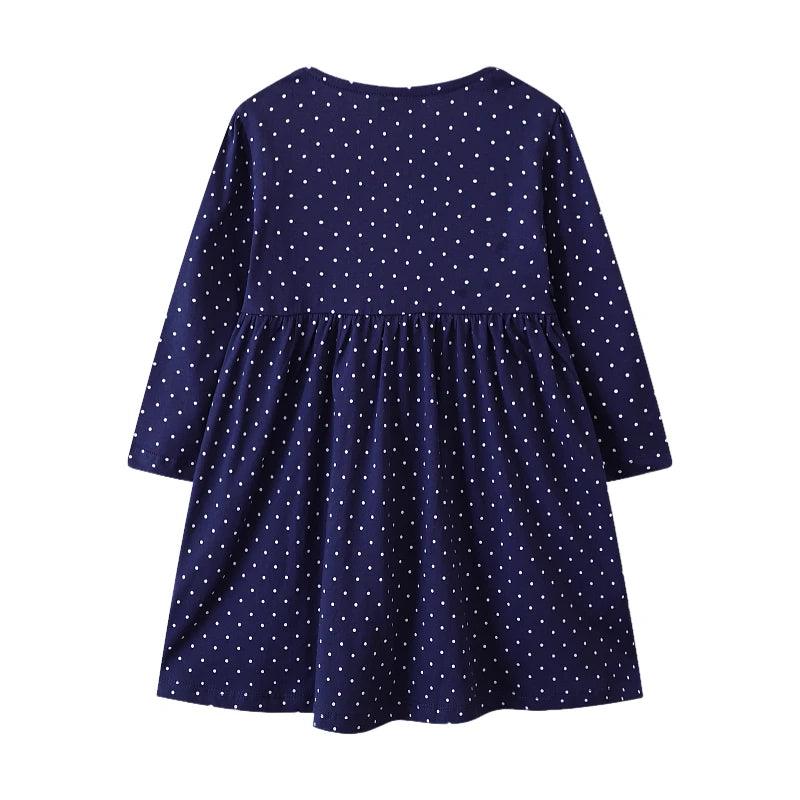Little Maven Embroidered Cartoon Animal Dress – Cozy Cotton Outfit for Girls - JVMCL