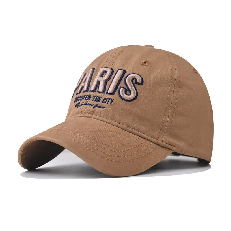PARIS Letter Embroidered Baseball Cap – Korean Style Casual Fitted Hat
