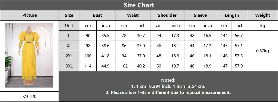 Elegant Pleated Maxi Dress | African Dashiki Party & Office Outfit Chart