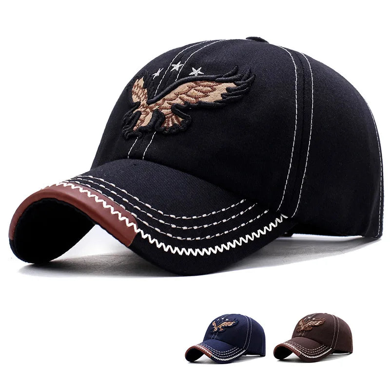 Unisex Baseball Cap: Eagle Embroidery, Korean Style, 4-Season Shade