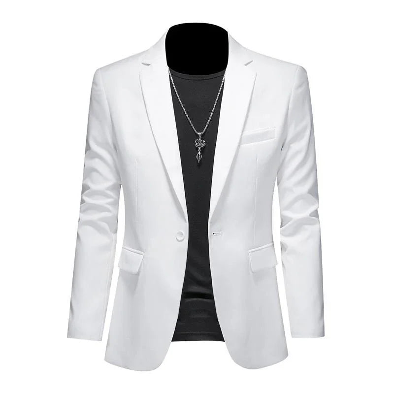 Boutique Men's Blazer: Solid Color Fashion for Business & Weddings