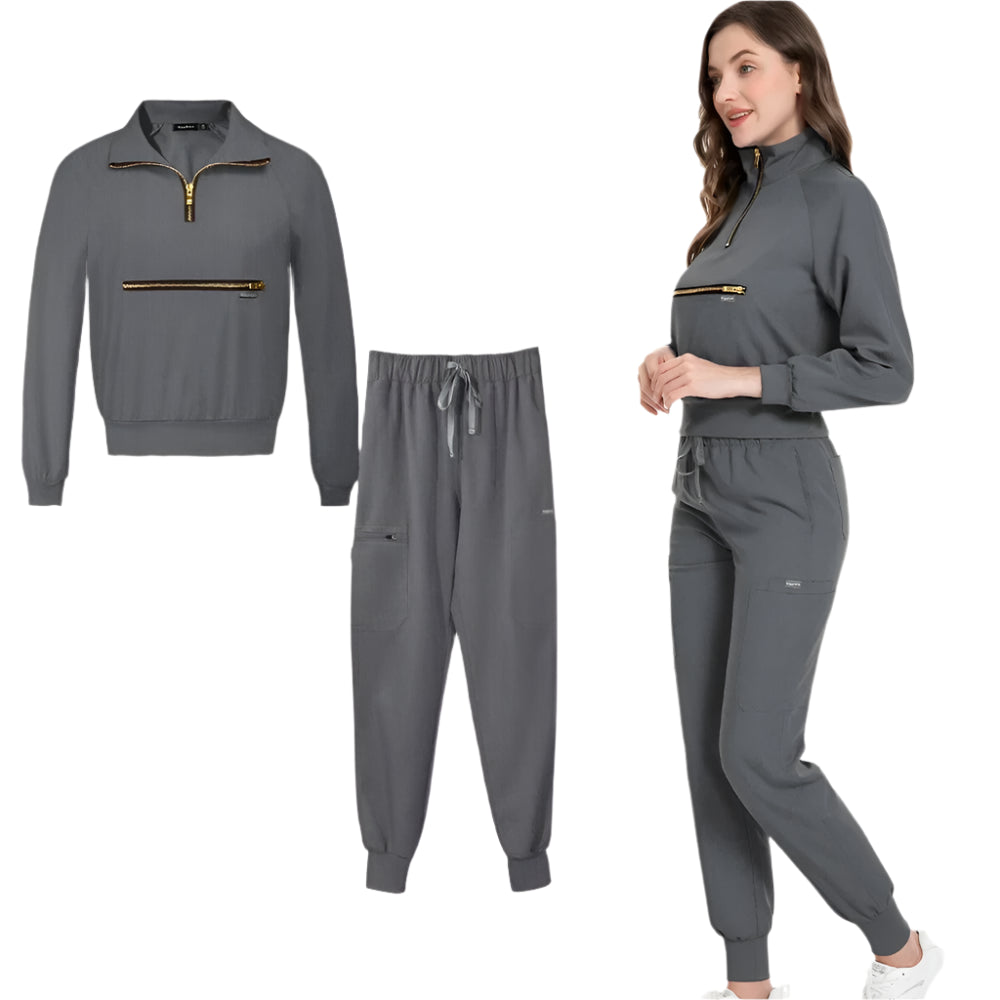 Stylish & Comfortable: Long Sleeve Fashion Medical Scrub Set for All-Day Comfort