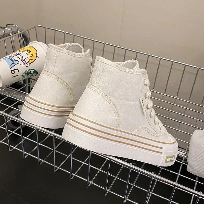 Women’s High Top Canvas Sneakers | Autumn Platform White Shoes