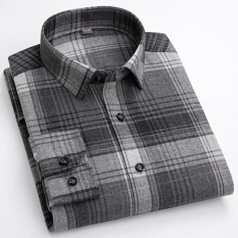 Men’s Flannel Plaid Shirt – 100% Cotton Slim Fit Casual Spring Wear