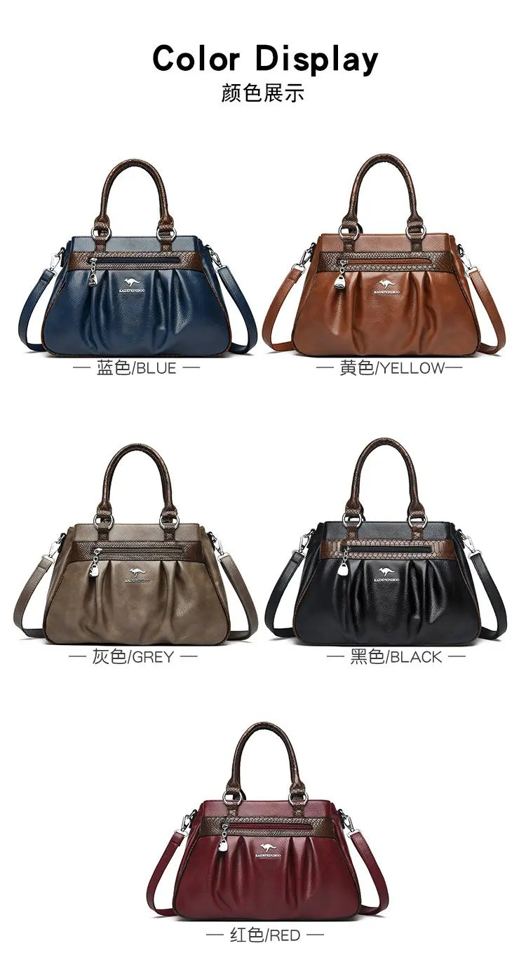 Large Capacity PU Leather Tote – Casual Shoulder Handbag for Women