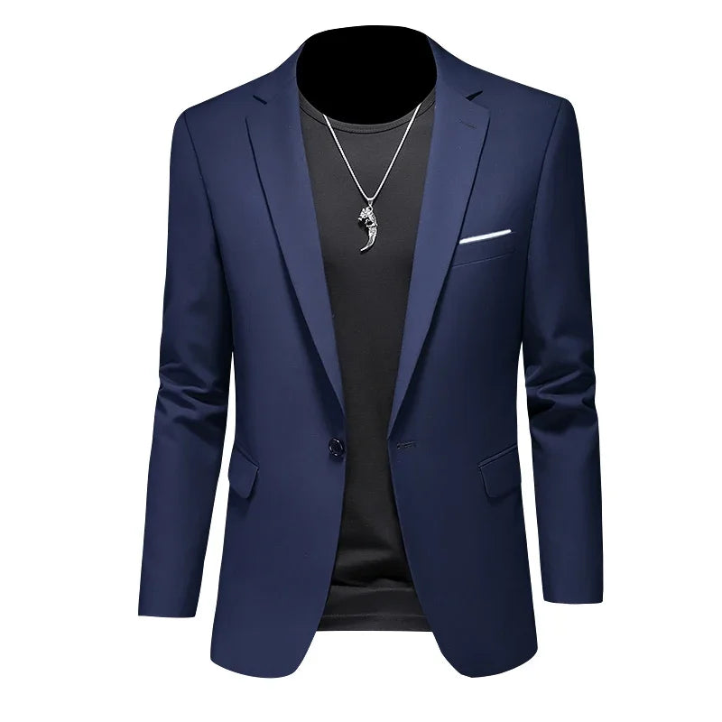 Boutique Men's Blazer: Solid Color Fashion for Business & Weddings