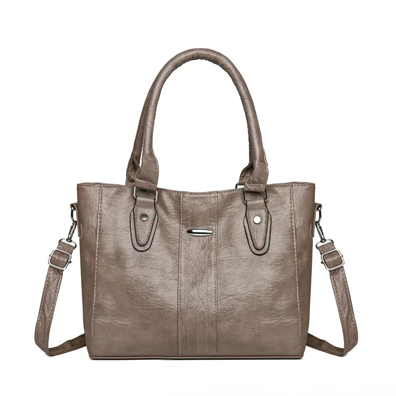 Vintage Soft Leather Handbag – Large Capacity Designer Shoulder Tote for Women