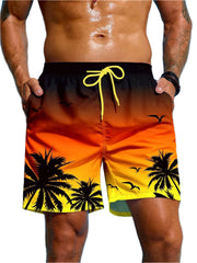Men’s Palm Tree 3D Board Shorts – Summer Beach Swim Trunks
