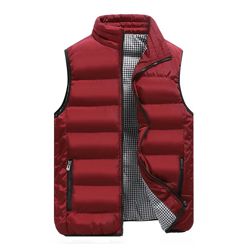 Men's Warm Padded Vest - Slim Fit Stand Collar Winter Waistcoat
