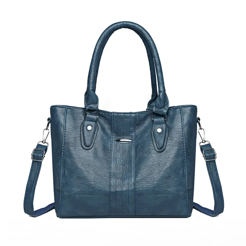 Vintage Soft Leather Handbag – Large Capacity Designer Shoulder Tote for Women