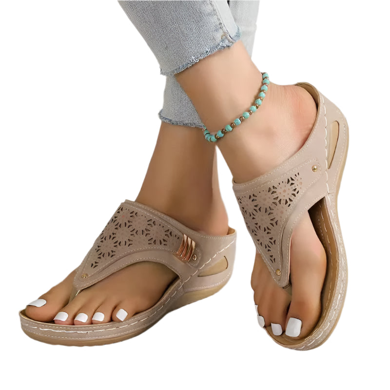 Women’s Orthopedic Clip Toe Wedge Sandals – Soft Arch Support Flip Flops