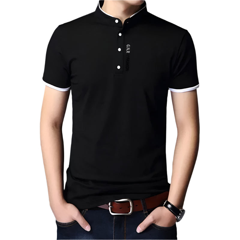 Men’s Stand-Up Collar Solid Color T-Shirt – Breathable Summer Casual Top