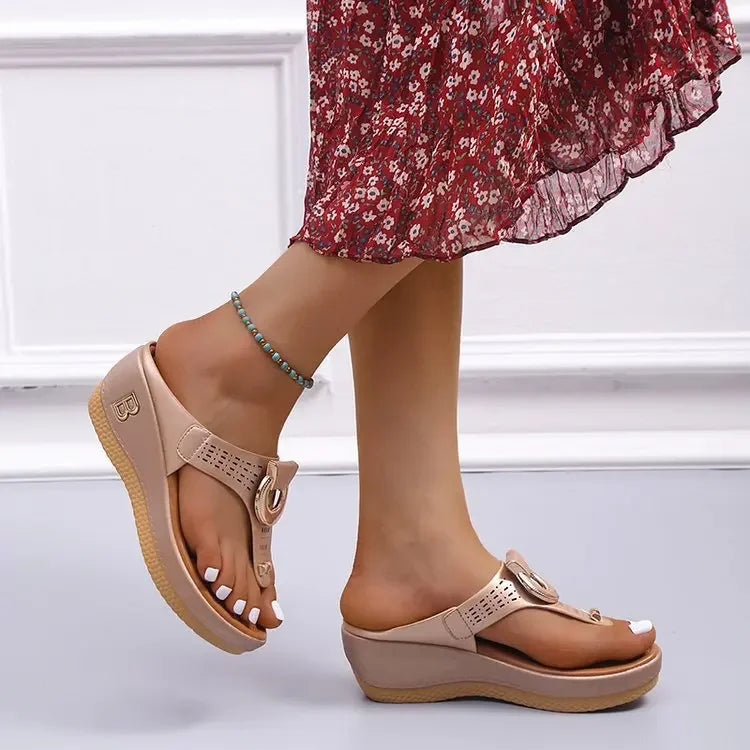 Women's New Summer Wedge Sandals - Open Toe Slip-On Beach Shoes