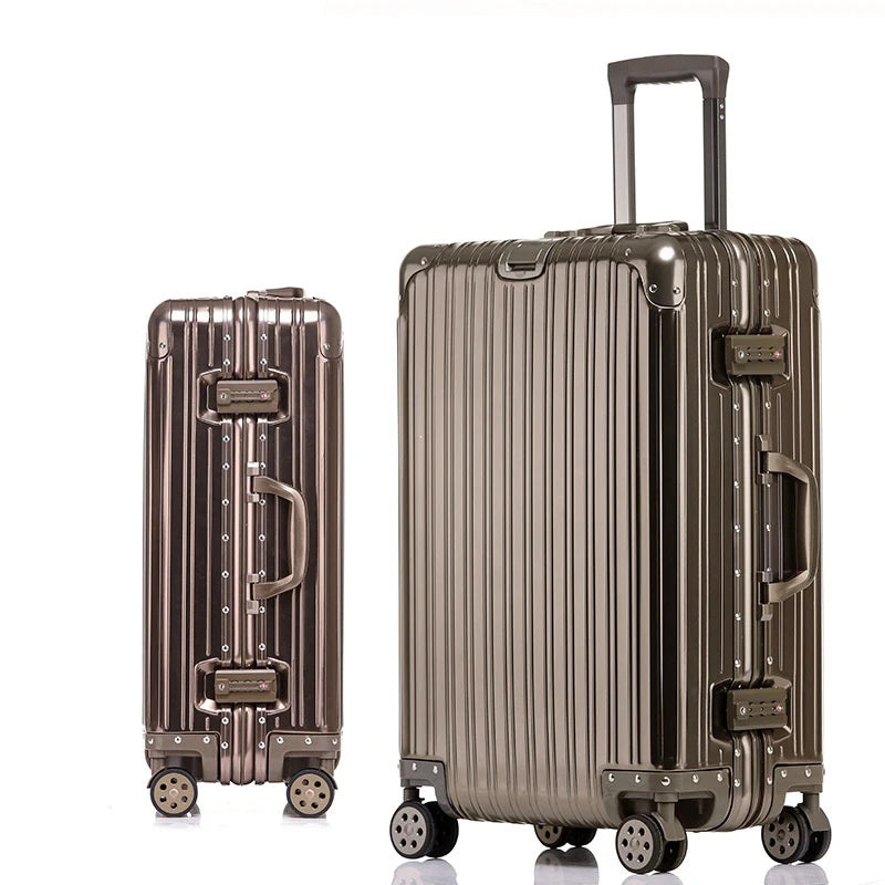 100% Aluminum-Magnesium Alloy Rolling Luggage – Spinner Trolley Case