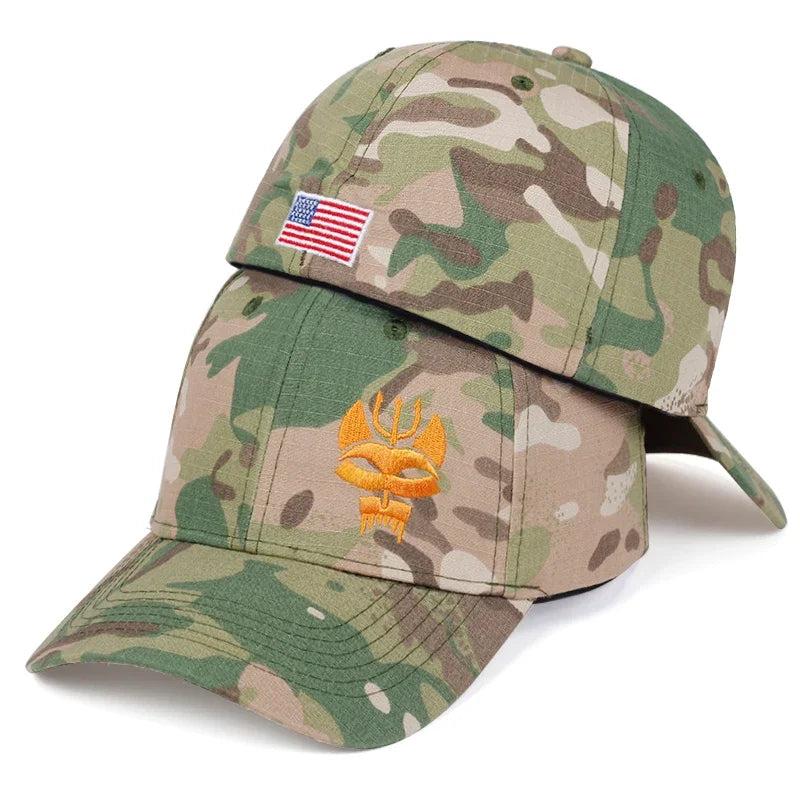 Forked Wolf Embroidered Cap - Unisex Casual Adjustable Trucker