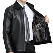 Autumn Winter Unisex Leather Jacket: Large Size PU with Plush Lining