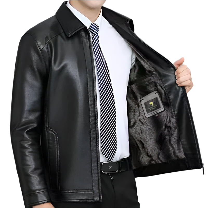 Autumn Winter Unisex Leather Jacket: Large Size PU with Plush Lining