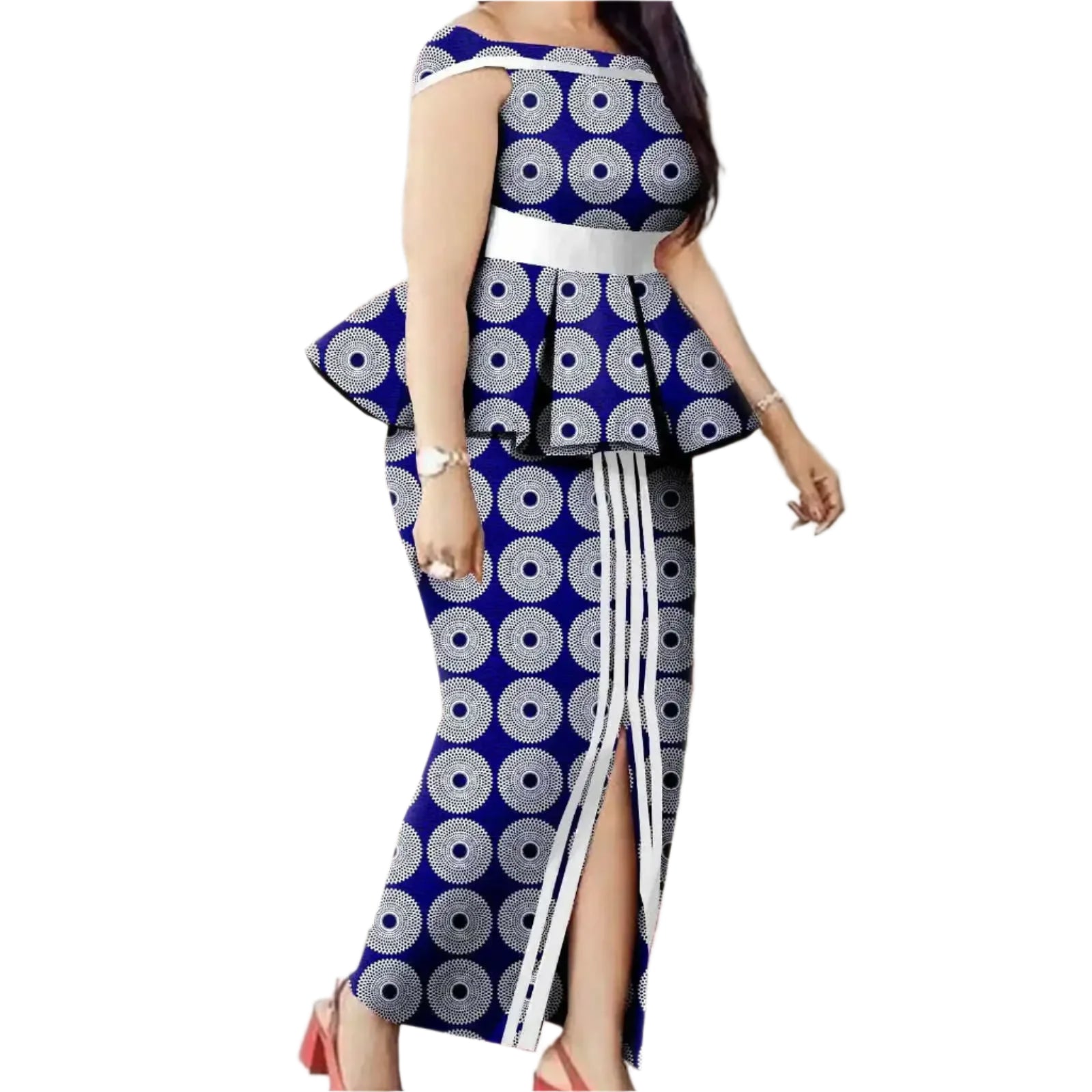 African Print 2-Piece Set – Crop Top & Maxi Skirt Traditional Outfit