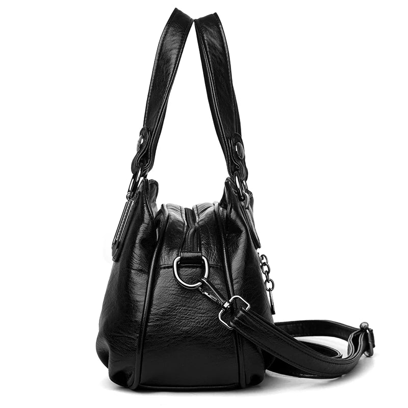 Luxury 3-Layer Handbag - Soft PU Leather Shoulder & Crossbody Bag