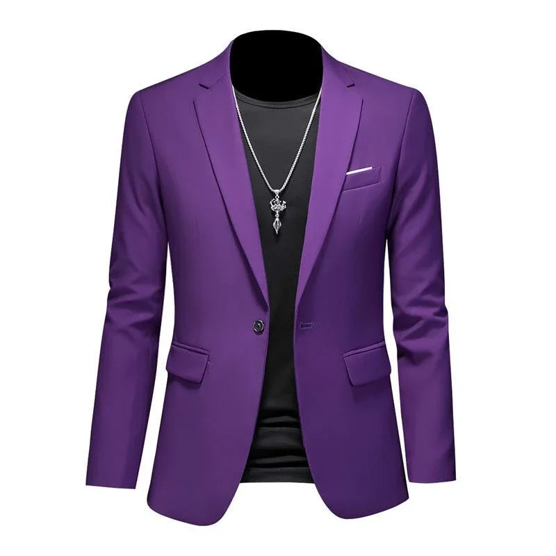 Boutique Men's Blazer: Solid Color Fashion for Business & Weddings