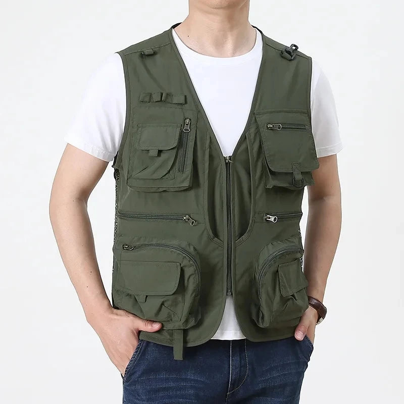 Men’s Tactical Multi-Pocket Mesh Vest – Breathable, Sleeveless, Travel-Ready